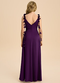 Azazie Gumdrop Junior Empire Plissee Stretch-Satin Kleid Traube image7