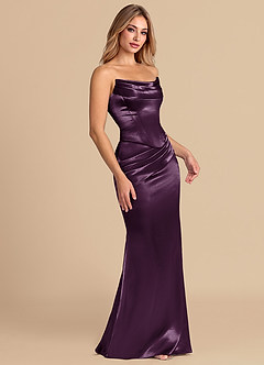 Azazie Sorrel Bridesmaid Dresses Plum Mermaid Corset Metallic Satin Convertible Dress image5