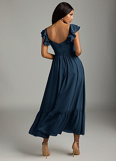 Azazie Anaya Brautjungfernkleider A-Linie Herzausschnitt Chiffon Kleid Dunkelmarine image5