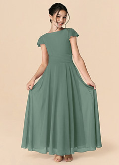 Azazie Payton Robe Trapèze en Mousseline de soie Arc Eucalyptus image3