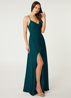 Azazie Minie Bridesmaid Dresses Pine A-Line Bow Chiffon Dress image4