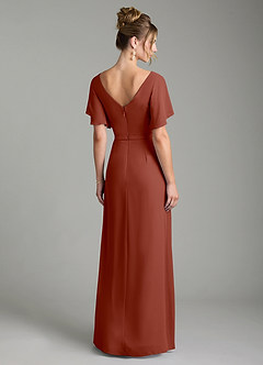 Azazie Ambrosia Bridesmaid Dresses Auburn A-Line Pleated Chiffon Dress image6