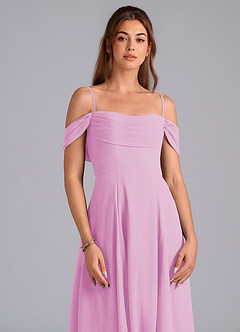 Azazie Almina Bridesmaid Dresses Candy Pink A-Line Off the Shoulder Chiffon Convertible Dress image5