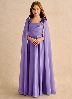 Azazie Rosita Girls Formal Blumenmädchenkleider A-Linie Plissee Matte Satin Kleid Tahiti image5