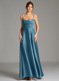 Azazie Ayla Suknie dla druhen Linia A Gorset Satyna elastyczna Do ziemi Sukienka image5