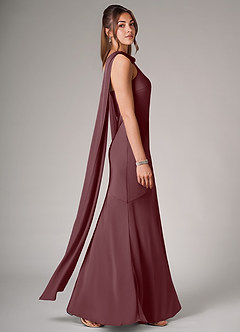 Azazie Kinsley Bridesmaid Dresses Sangria Mermaid Side Slit Stretch Satin Dress image6