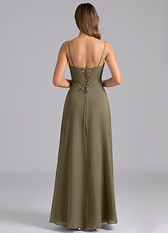Azazie Valentine Bridesmaid Dresses Willow Green A-Line Corset Chiffon Dress image2