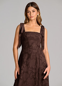 Azazie Debra Suknie dla druhen Linia A z kieszeniami Kwiatowe wypalenie Do ziemi Sukienka image2