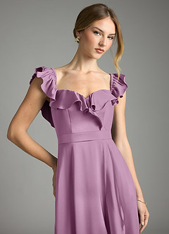 Azazie Lyra Bridesmaid Dresses Wisteria A-Line Off the Shoulder Stretch Satin Convertible Dress image2