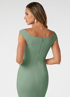 Azazie Nicolina Bridesmaid Dresses Matcha Mermaid Square Neckline Stretch Crepe Dress image4