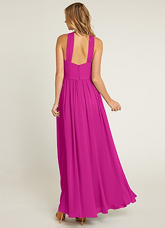 Azazie Jacey Jurken voor bruidsmeisjes Jurk van Chiffon met A-Lijn Geplooid Fuchsia image3