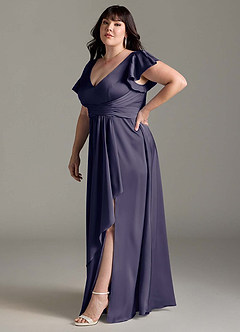 Azazie Omari Bridesmaid Dresses Stormy A-Line Stretch Satin Dress image12