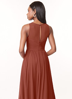 Azazie Nina Bridesmaid Dresses Auburn A-Line Pleated Chiffon Dress image3