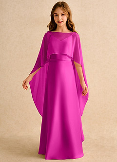 Azazie Fishie Girls Formal Flower Girl Dresses Fuchsia A-Line Matte Satin Dress image5