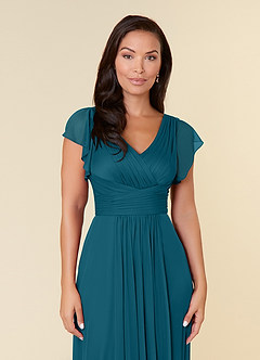 Azazie Reneya Mother of the Bride Dresses Ink Blue A-Line Pleated Mesh Dress image5