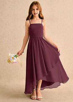 Azazie Twilight Dance Girls Formal Blumenmädchenkleider A-Linie Plissee Chiffon Kleid Cabernetrot image1