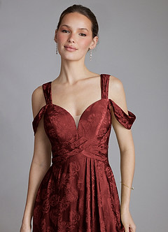 Azazie Emoria Suknie dla druhen Linia A Zza ramienia Żakard Do ziemi Sukienka image3