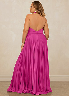 Christian Siriano Bridal for Azazie 1007 Bridesmaid Dresses Fuchsia A-Line Pleated Stretch Satin Dress image11