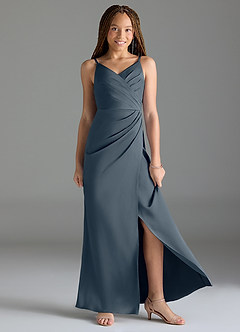 Azazie Maci Junior Twilight Mermaid Pleated Stretch Satin Dress image3