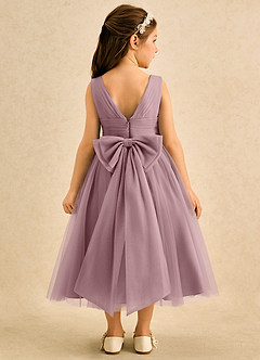 Azazie Macaron Jurken voor bloemenmeisjes A-Lijn Jurk van Tule Geplooid Stoffige Roos image2