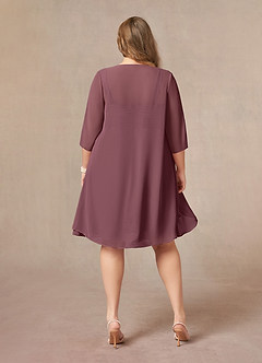 Azazie Olivia Mother of the Bride Dresses Sangria A-Line Square Neckline Pleated Chiffon Dress image8