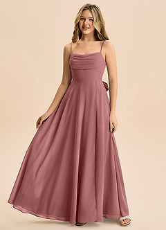 Azazie Bear Junior Desert Rose A-Line Pleated Chiffon Dress image4