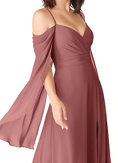 Azazie Cienna Bridesmaid Dresses Amethyst A-Line Off the Shoulder Chiffon Dress image6