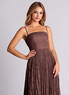 Azazie Mariana Bridesmaid Dresses Espresso A-Line Strapless Floral Burnout Convertible Dress image2