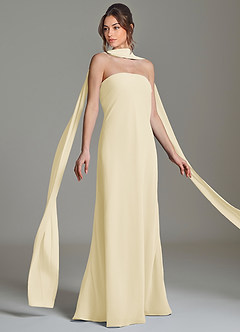 Azazie Ilana Bridesmaid Dresses Lemon Sorbet A-Line Strapless Chiffon Dress image5