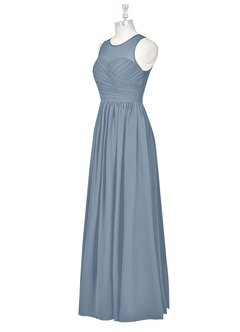 Azazie Nina Bridesmaid Dresses Dusty Blue A-Line Pleated Chiffon Dress image8