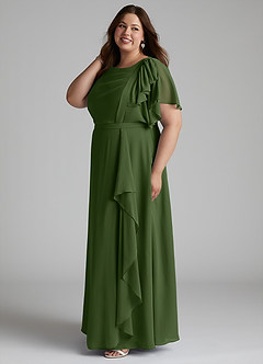 Azazie Aaliyah Modest Bridesmaid Dresses A-Line Scoop Pleated Chiffon Floor-Length Dress image7
