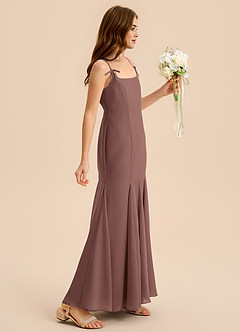 Azazie Evey Junior Espresso Mermaid Pleated Chiffon Dress image5