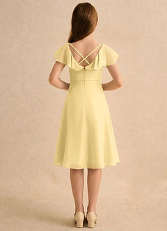 Azazie Narin Girls Formal Robe Demoiselle D'honneur Fillette Robe Trapèze en Mousseline de soie avec manches Beurre image2