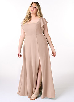 Azazie Bondi Bridesmaid Dresses English Rose A-Line Ruffled Chiffon Dress image9