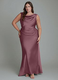 Azazie Kieryn Bridesmaid Dresses Amethyst Mermaid Pleated Stretch Satin Dress image7