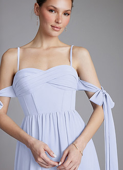 Azazie Ayanna Bridesmaid Dresses Lavender A-Line Off the Shoulder Chiffon Dress image3