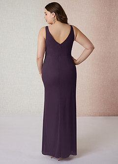 Azazie Leandra Bridesmaid Dresses Plum Mermaid V-Neck Pleated Mesh Dress image9