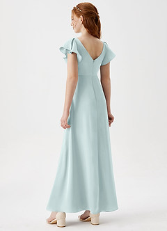 Azazie Omari Junior Mist A-Line Pleated Stretch Satin Dress image2