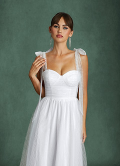 Azazie Angelica Wedding Dresses Diamond White A-Line Sweetheart Neckline Tulle Dress image11