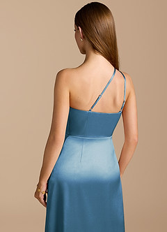 Azazie Trina Final Sale Auburn A-Line One Shoulder Metallic Satin Dress image2