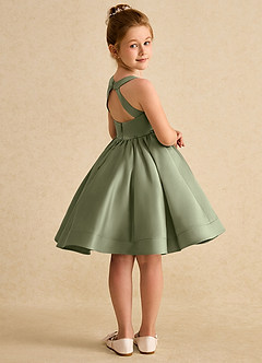 Azazie Julietta Flower Girl Dresses Pistachio Ball-Gown Convertible Tulle Dress image8