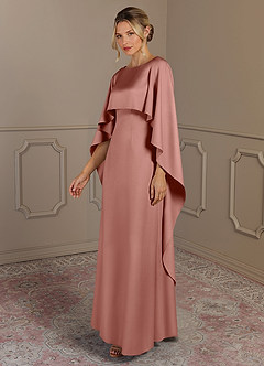 Azazie Eli Mother of the Bride Dresses Rosette Sheath Boatneck Stretch Satin Dress image3