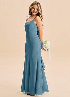 Azazie Lioren Junior 인어 절하다 쉬폰 플로어 길이 주니어 신부 들러리 드레스 image2