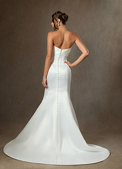 Azazie Carryn Robes de mariée Robe Sirène en Satin Sans bretelle Blanc De Diamant image2