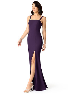 Azazie Gianetta Bridesmaid Dresses Plum Mermaid Side Slit Stretch Crepe Dress image3