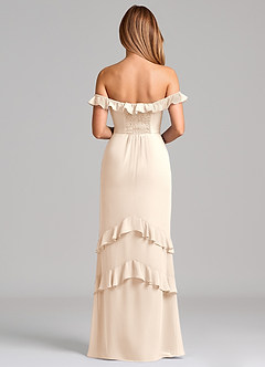 Azazie Marilynn 신부 들러리 드레스 인어 오프 더 숄더 쉬폰 바닥 길이 드레스 image2