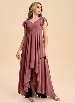 Azazie Caria Junior Amethyst A-Line Pleated Chiffon Dress image3