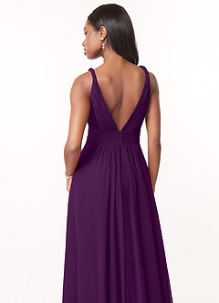 Azazie Maren Bridesmaid Dresses Grape A-Line Pleated Chiffon Dress image5