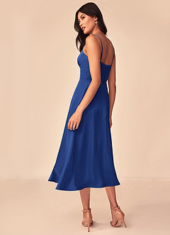 Azazie Dottie Bridesmaid Dresses Royal Blue A-Line Stretch Satin Dress image5