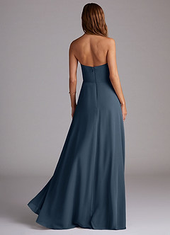 Azazie Wren Abiti da Damigella Abito Convertibile A-Line in Chiffon Spacco Laterale Blu Nettuno image2